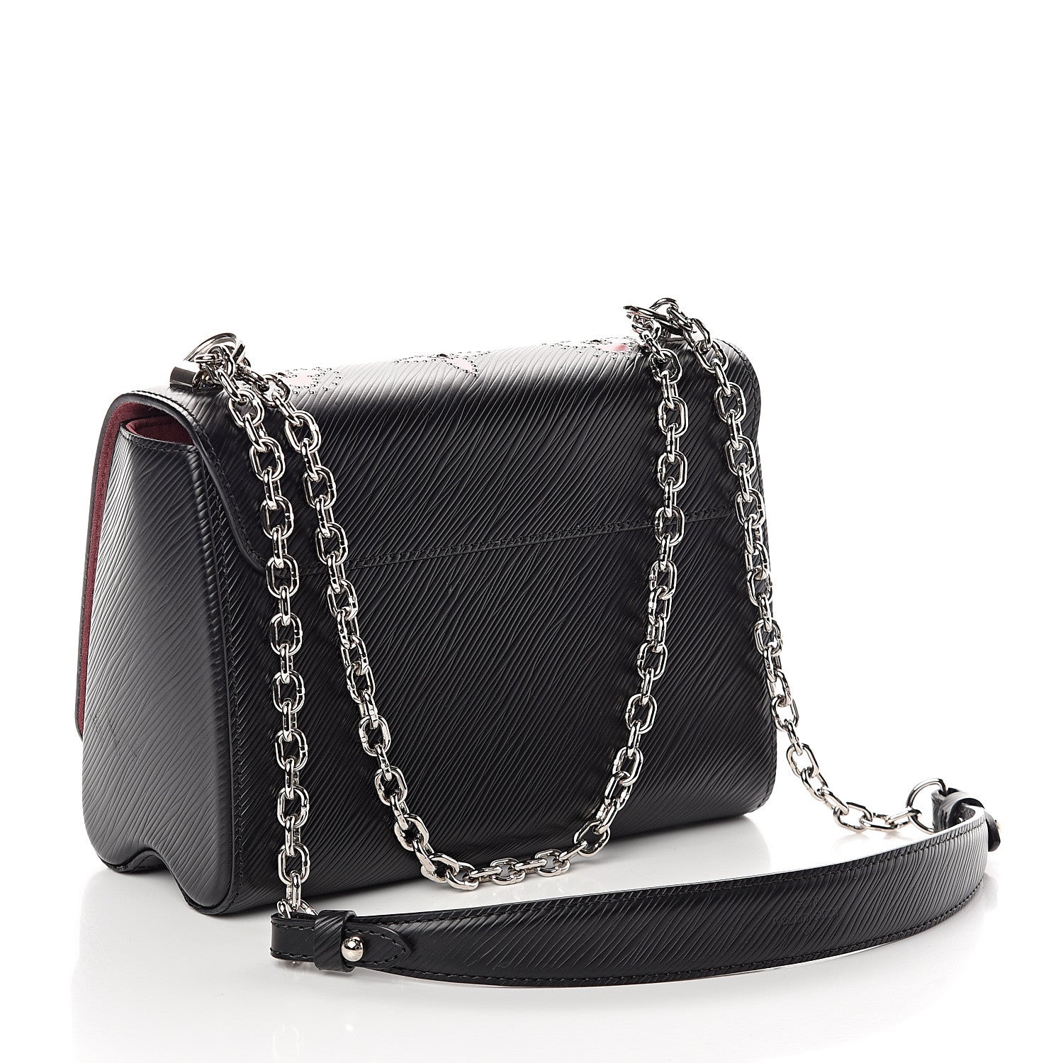 Louis Vuitton Epi Flowers Twist Shoulder Bag MM Black Bois De Rose 2 of 8