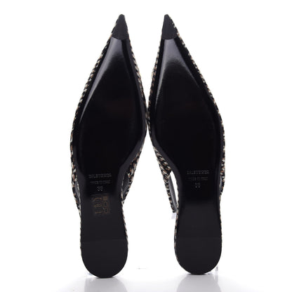 Balenciaga Tweed Prince Of Wales BB Knife Pointy Toe Slingback Flats 38 Camel Black 6 of 11