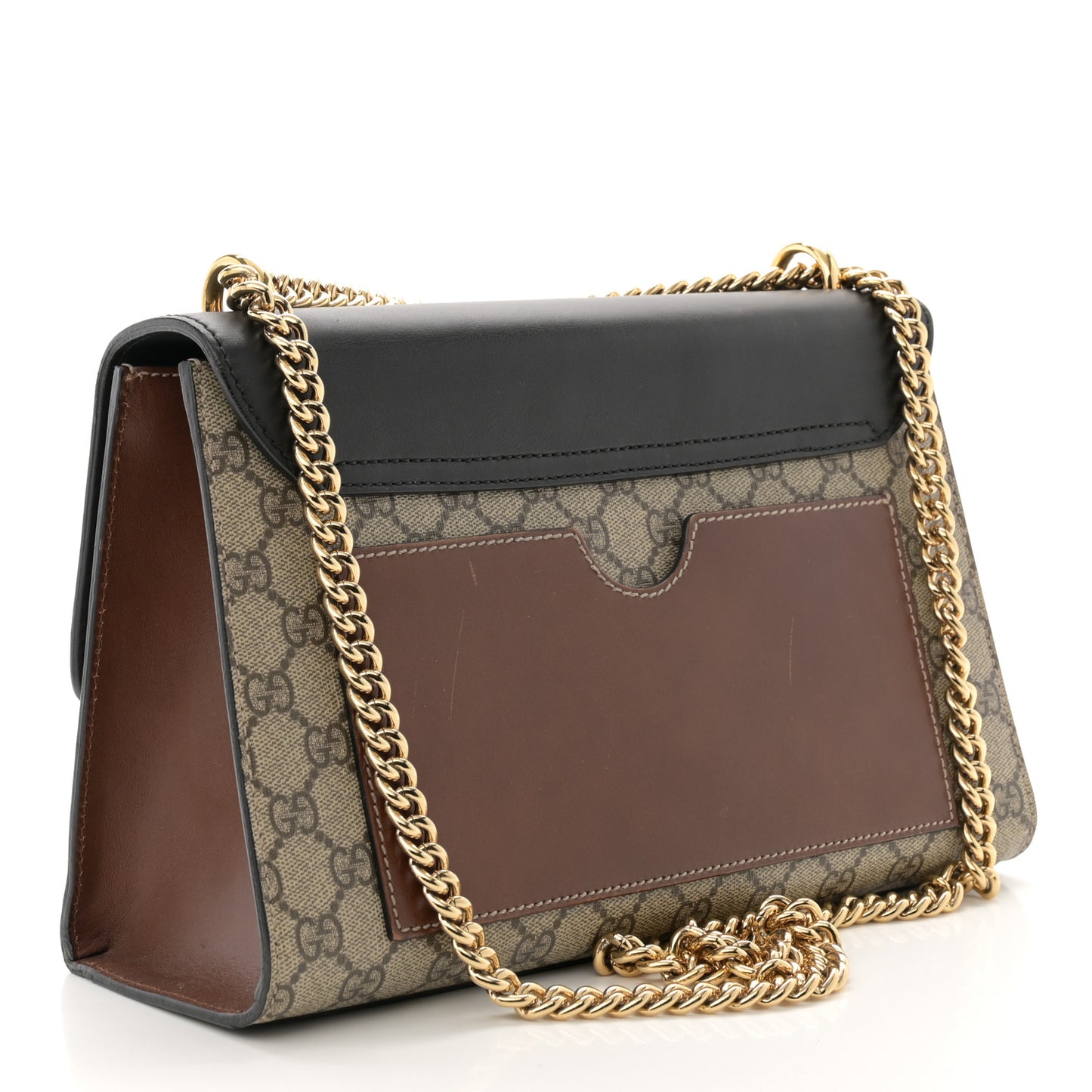 GG Supreme Monogram Calfskin Medium Padlock Shoulder Bag Beige Black Cuir