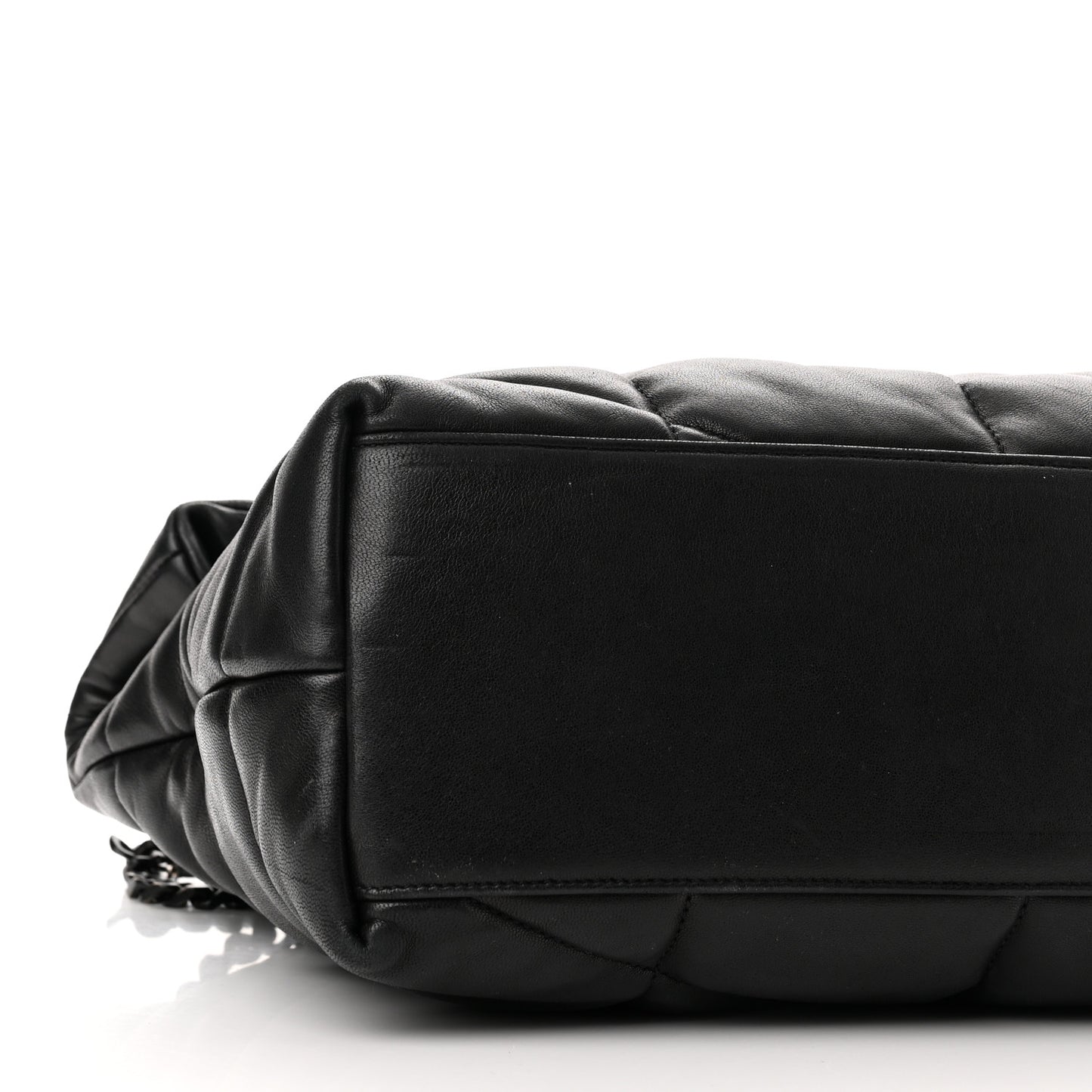 Lambskin Quilted Monogram Monochrome Medium Loulou Puffer Chain Satchel Black