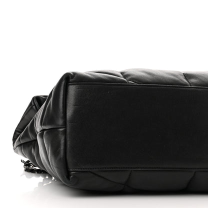 Saint Laurent Lambskin Quilted Monogram Monochrome Medium Loulou Puffer Chain Satchel Black 5 of 12
