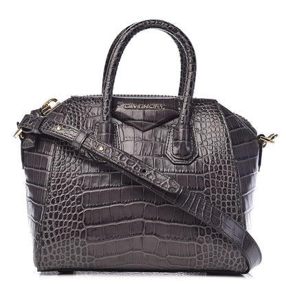 Givenchy Calfskin Crocodile Embossed Mini Antigona Storm Grey 1 of 10