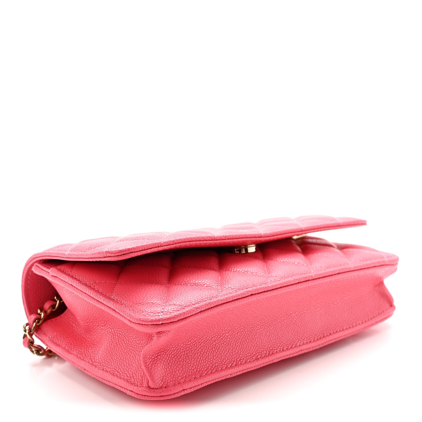 Caviar Quilted Wallet On Chain WOC Dark Pink