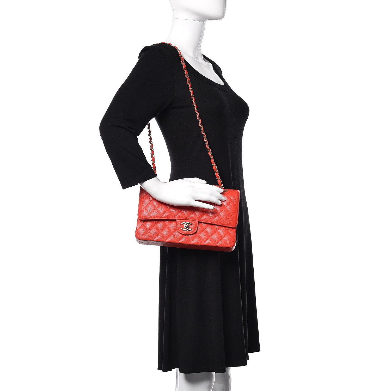 Chanel Caviar Quilted Medium Double Flap Red 2 of 17