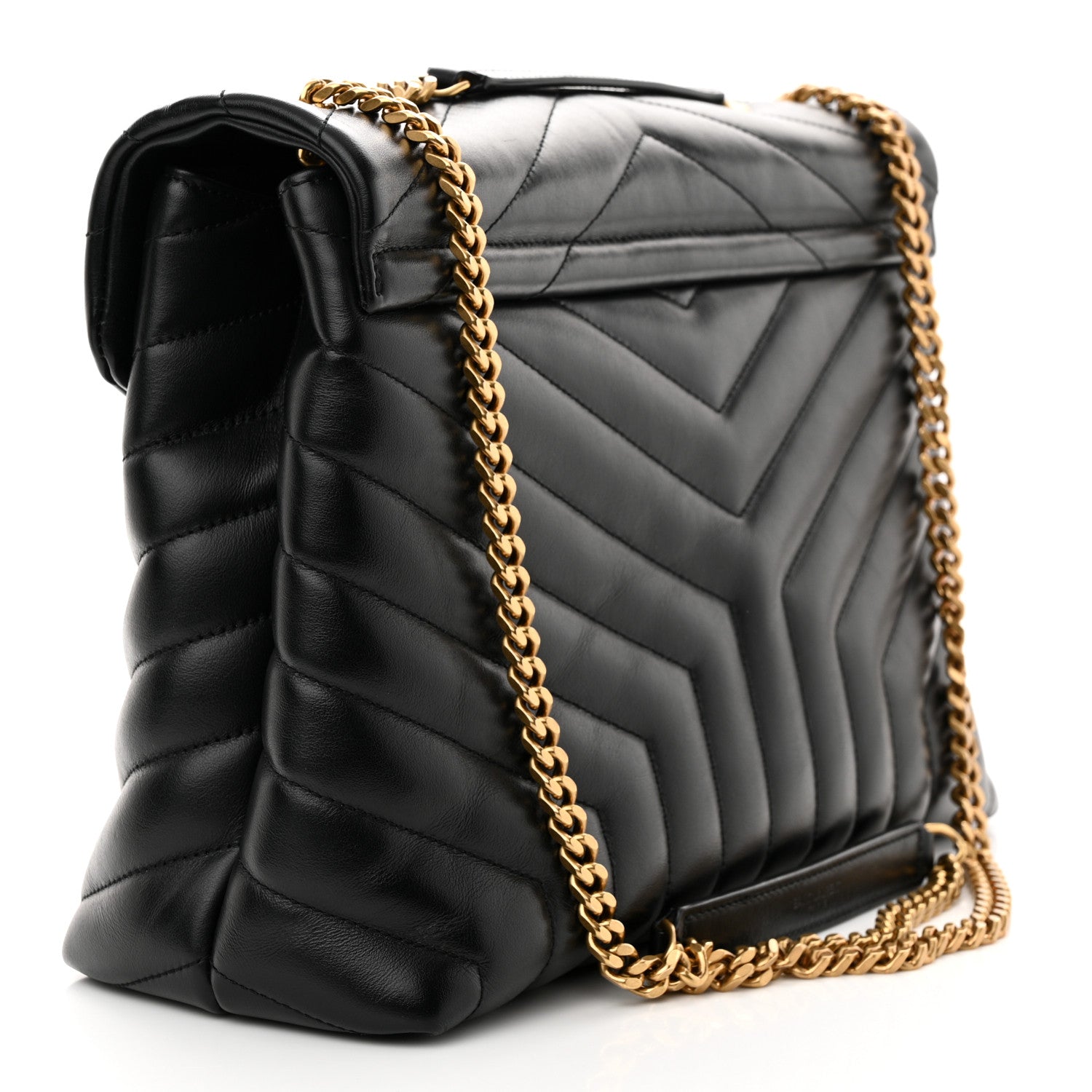 Saint Laurent Calfskin Y Quilted Monogram Medium Loulou Chain Satchel Black 3 of 14