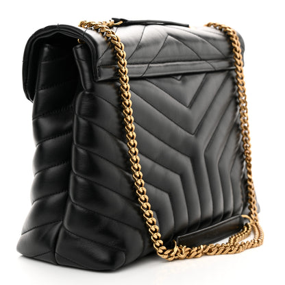 Saint Laurent Calfskin Y Quilted Monogram Medium Loulou Chain Satchel Black 3 of 14