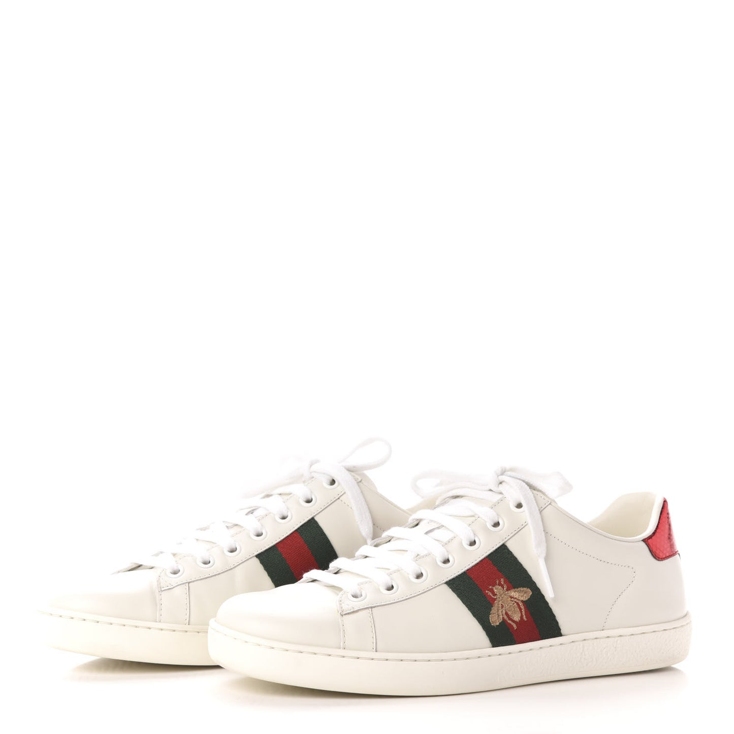 Calfskin Ayers Bee Embroidered Womens Ace Sneakers 39 White Green