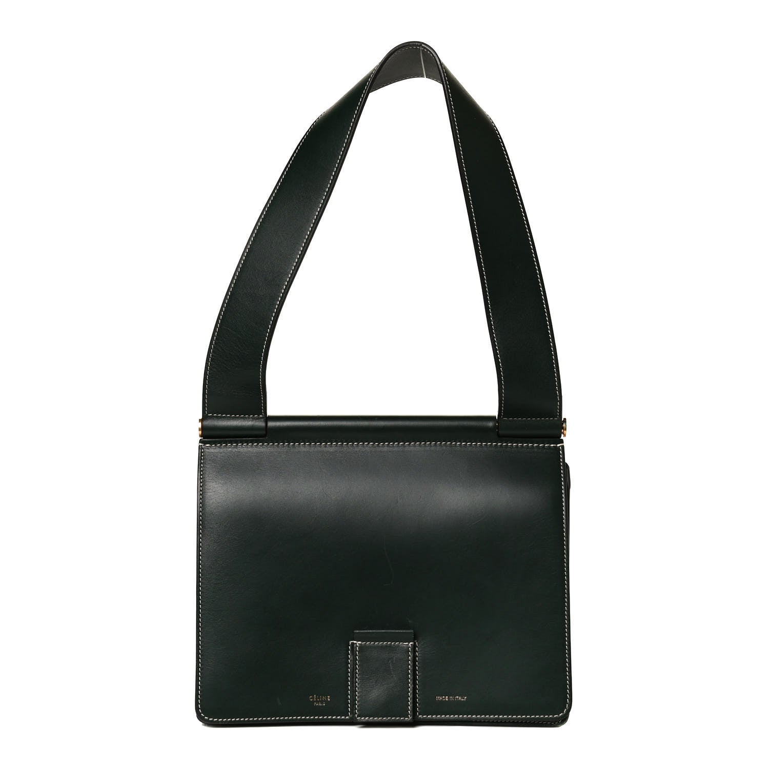 Celine Calfskin Small Tab Shoulder Bag Dark Green 1 of 12