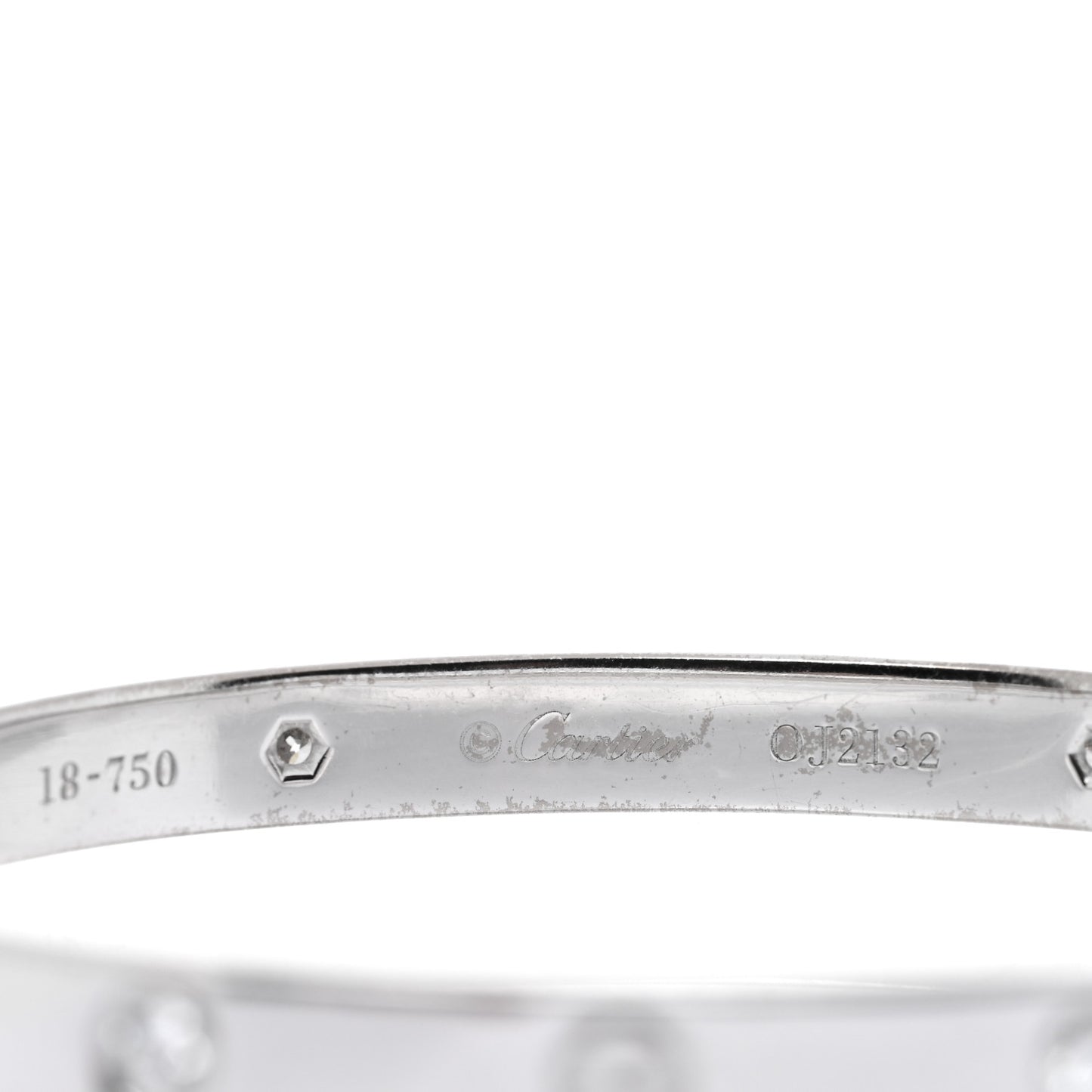 18K White Gold 4 Diamond Love Bracelet 17