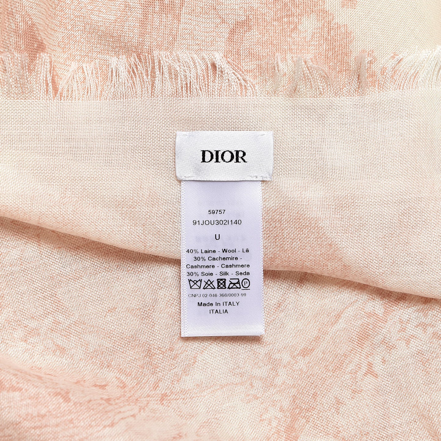 Wool Cashmere Silk Dioriviera Toile De Jouy Stole Pink
