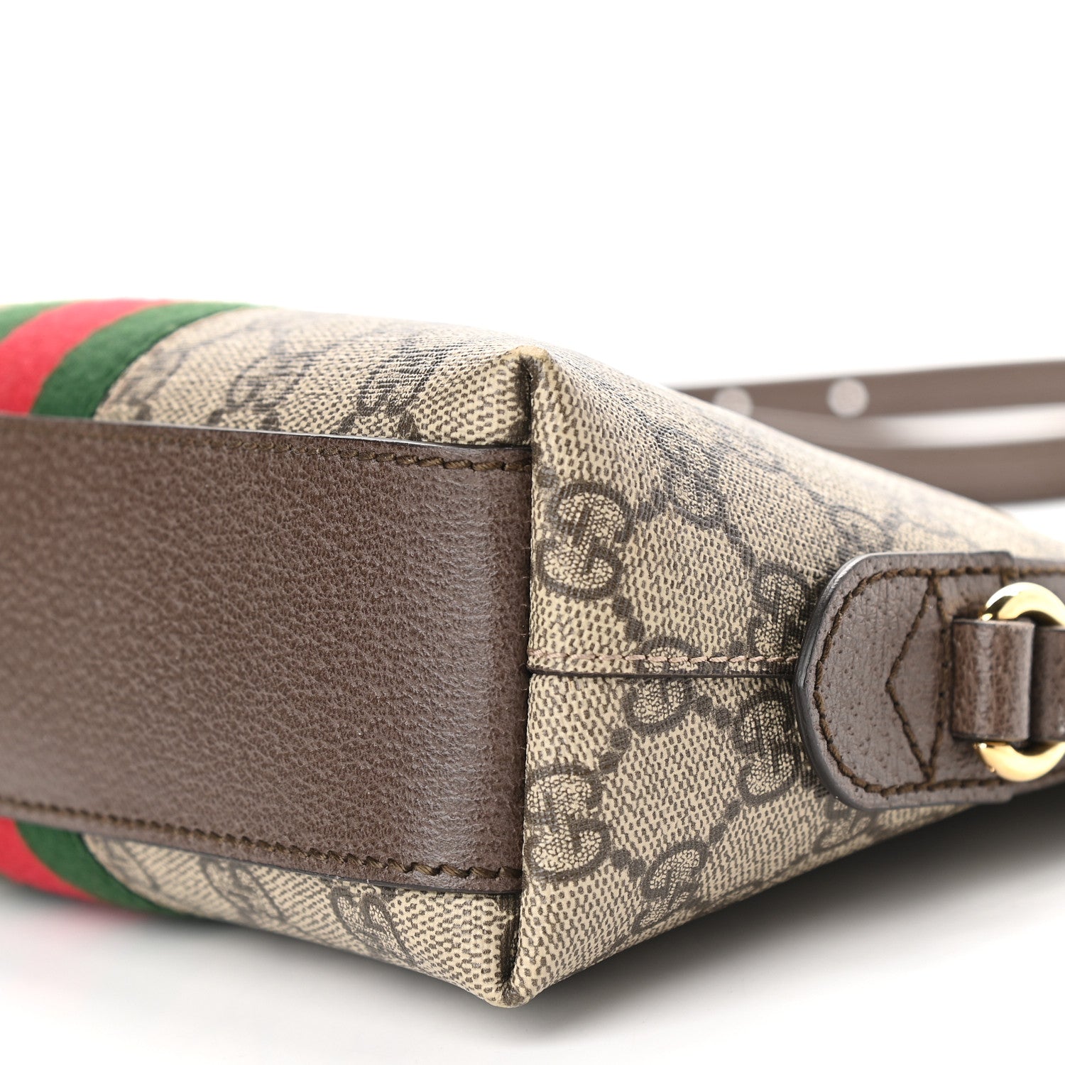 Gucci GG Supreme Monogram Textured Dollar Calfskin Web Small Ophidia Dome Shoulder Bag Beige Ebony New Acero 9 of 10