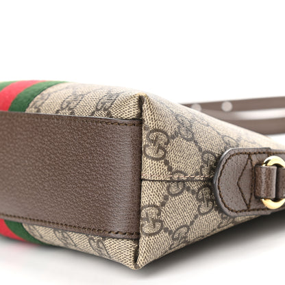 Gucci GG Supreme Monogram Textured Dollar Calfskin Web Small Ophidia Dome Shoulder Bag Beige Ebony New Acero 9 of 10