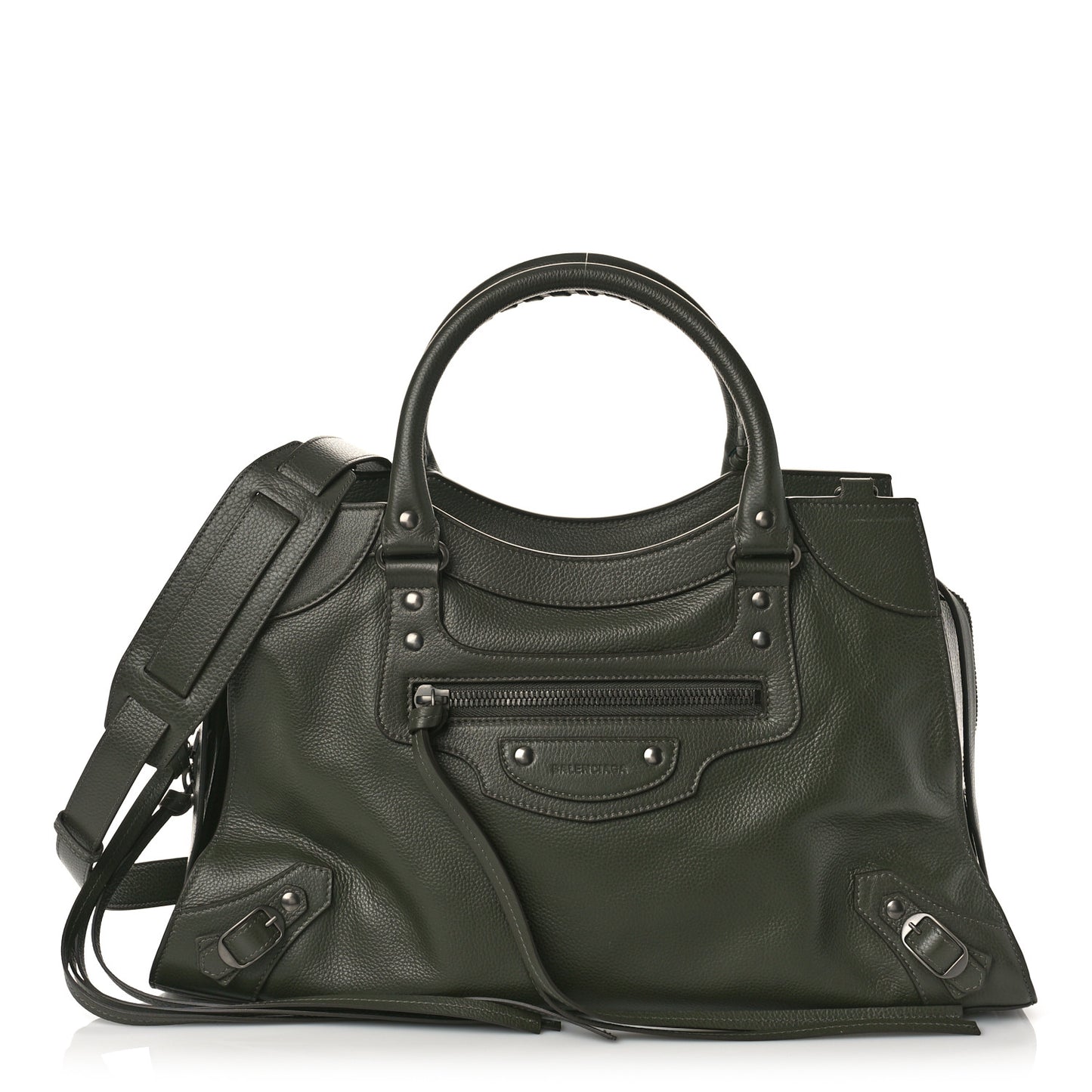 Grained Calfskin Neo Classic Silver Hardware Medium City Khaki