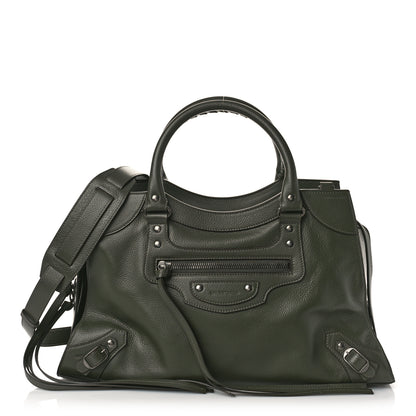 Balenciaga Grained Calfskin Neo Classic Silver Hardware Medium City Khaki 1 of 9