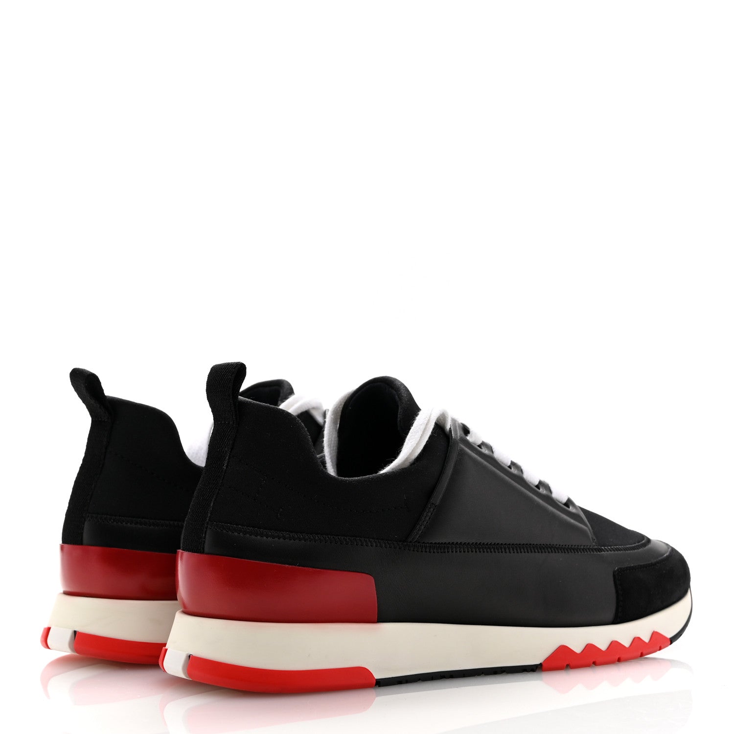 Hermes Calfskin Technical Canvas Suede Goatskin Womens Stadium Sneakers 37.5 Black 5 of 15