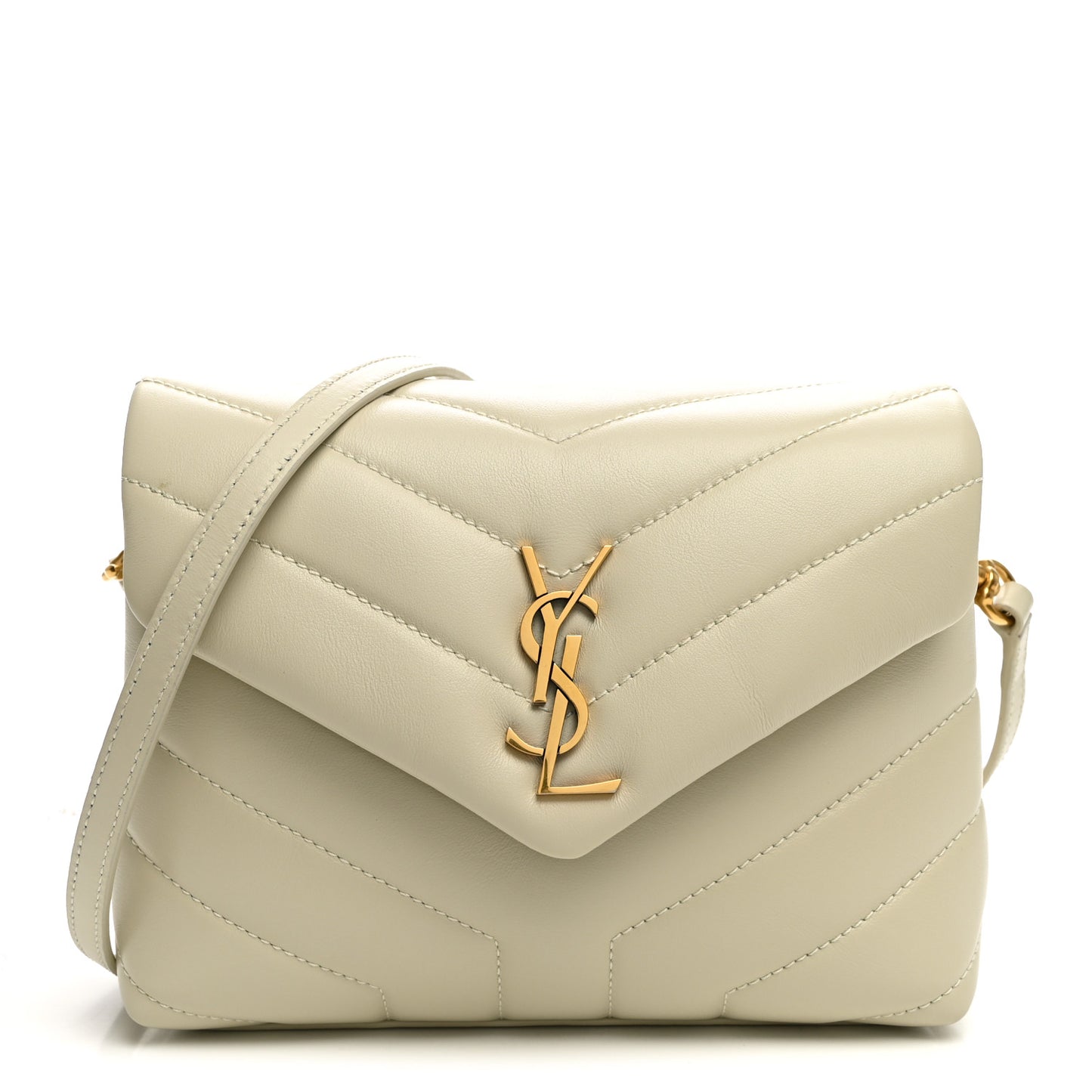 Calfskin Y Quilted Monogram Toy Loulou Crossbody Bag Blanc Vintage