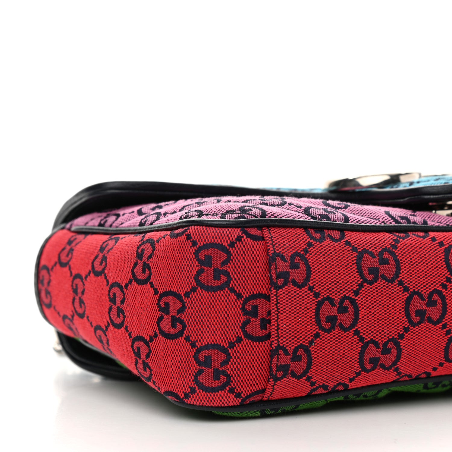 Gucci Monogram Multicolor Matelasse Diagonal Small GG Marmont Shoulder Bag Light Blue Pink Blue Green Red 9 of 10
