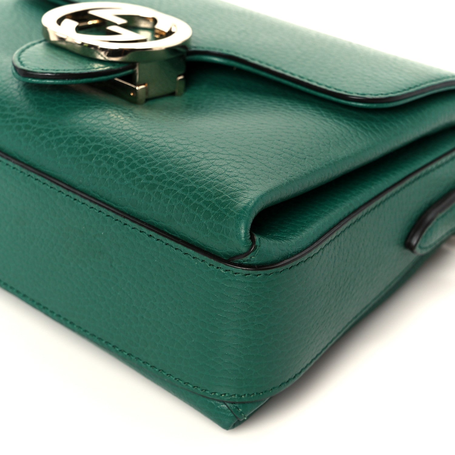 Gucci Dollar Calfskin Interlocking G Crossbody Bag Emerald 11 of 12