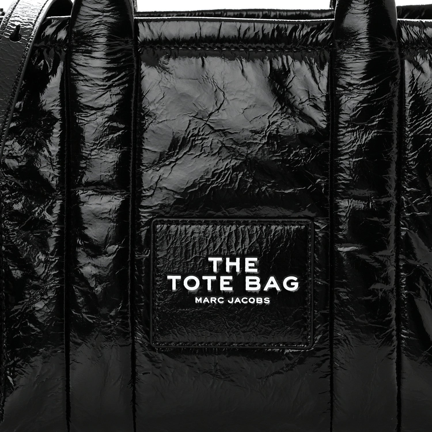 Marc Jacobs Shiny Crinkled Calfskin Small The Tote Bag Black 8 of 10
