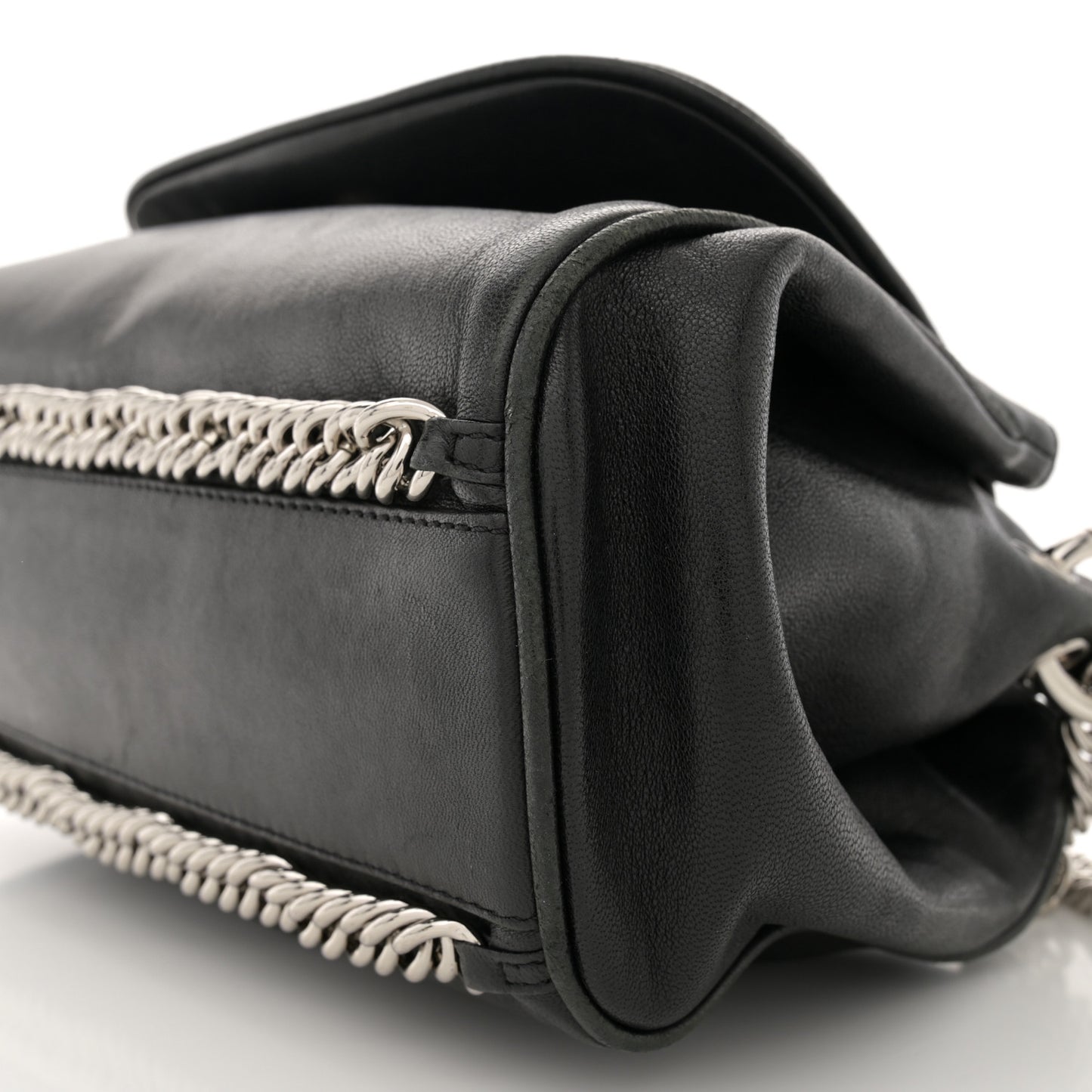 Washed Lambskin Quilted Bijoux Chain Accordion Flap Black