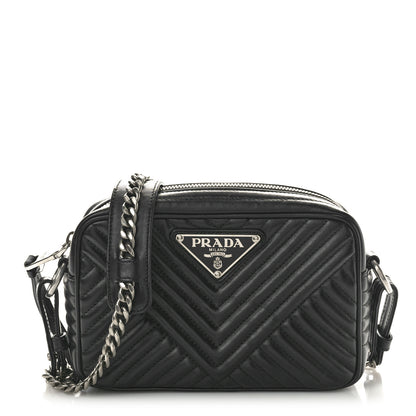 Prada Soft Calfskin Impunture Diagramme Camera Bag Black 1 of 10
