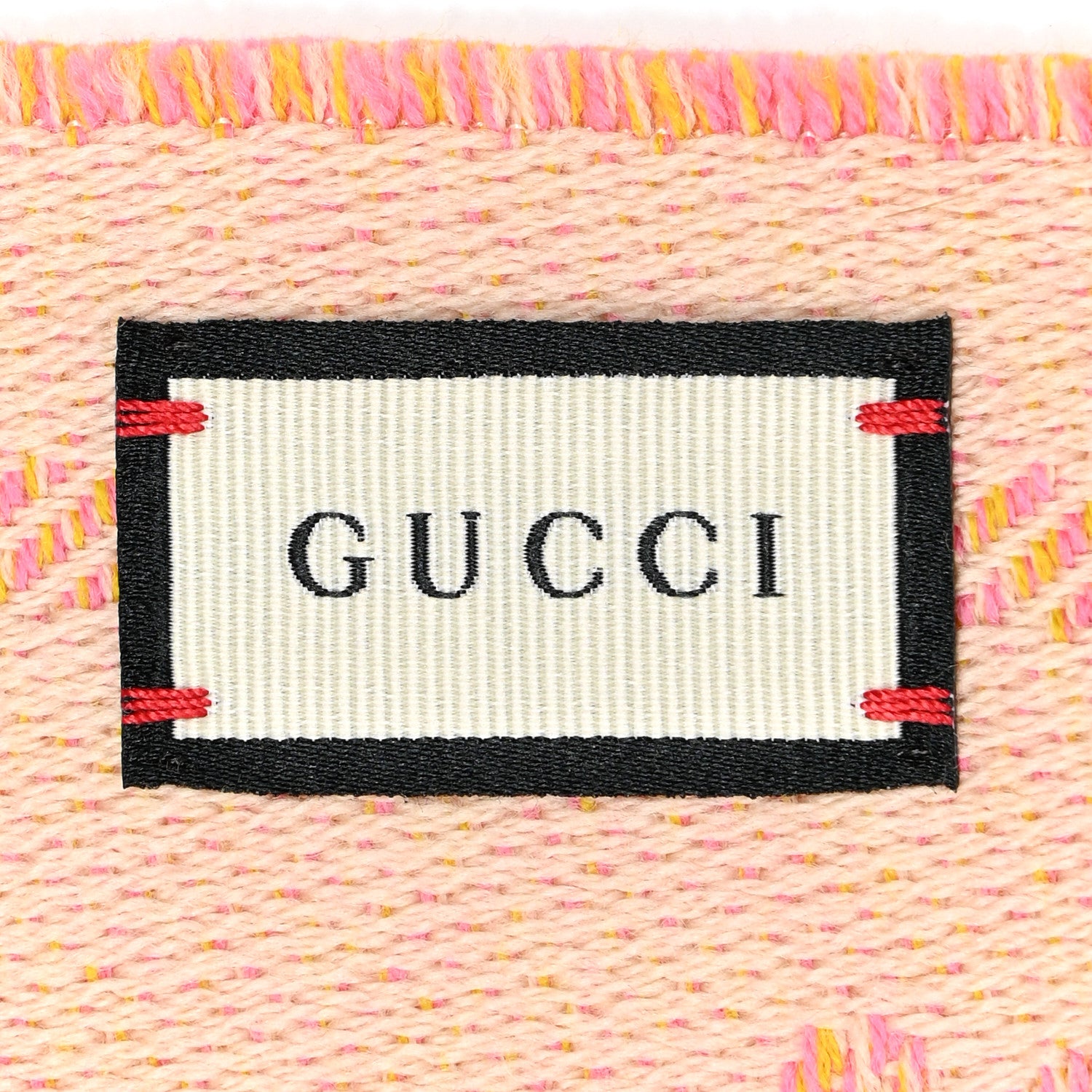 Gucci Wool Jacquard Monogram Jumbo GG Lady Moul Nest Scarf Pink Beige 3 of 5