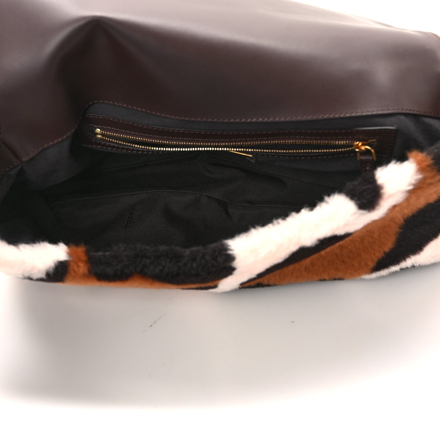 Shearling Vitello Dolce Leopard Print Large Baguette Pink Brown Multicolor