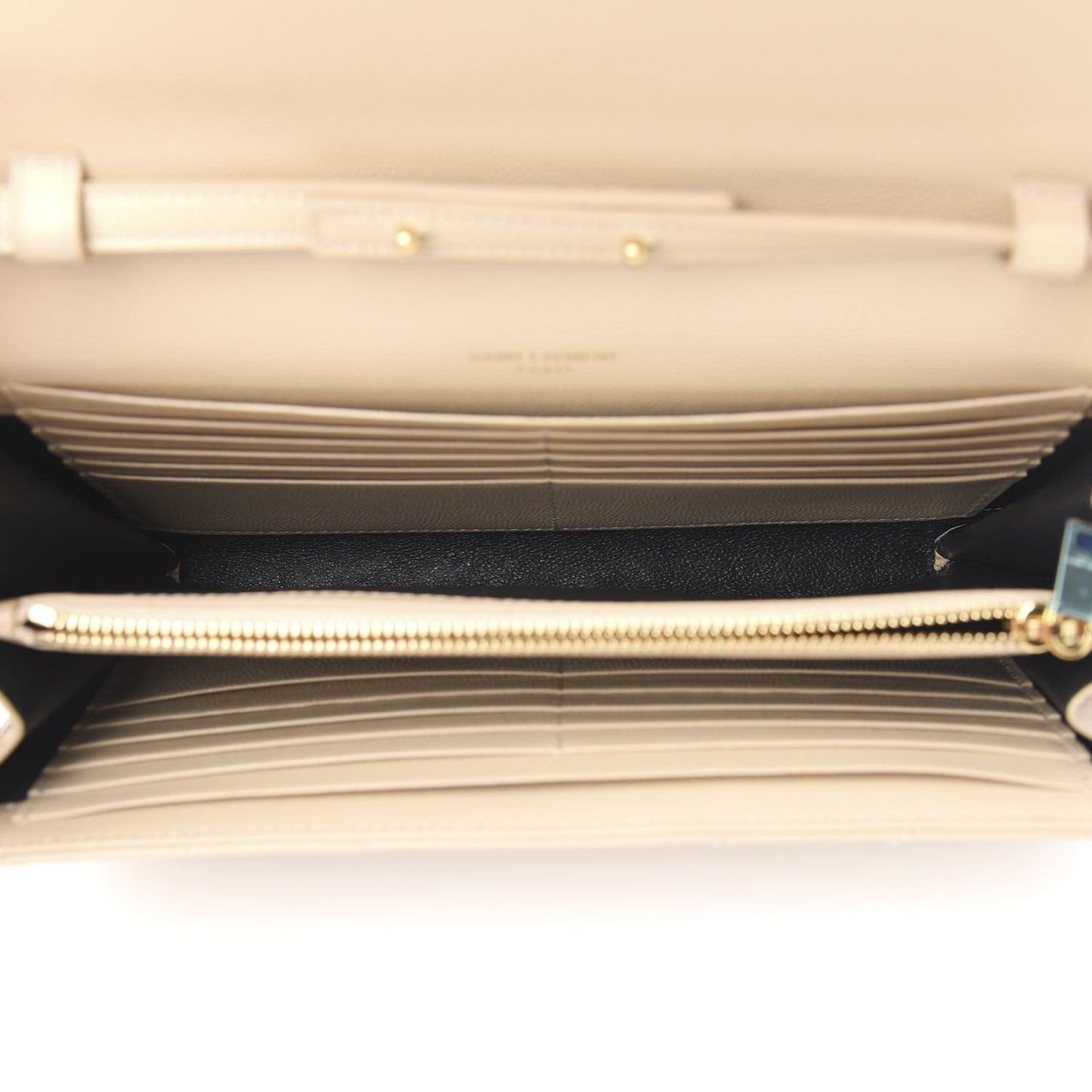 Grain De Poudre Matelasse Chevron Monogram Chain Wallet Nude Powder