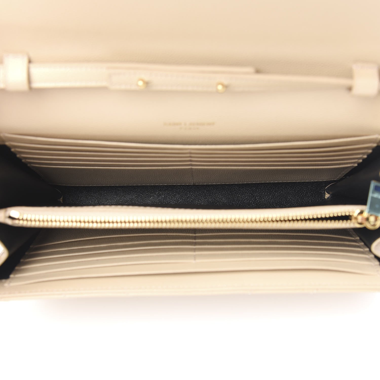 Saint Laurent Grain De Poudre Matelasse Chevron Monogram Chain Wallet Nude Powder 4 of 8