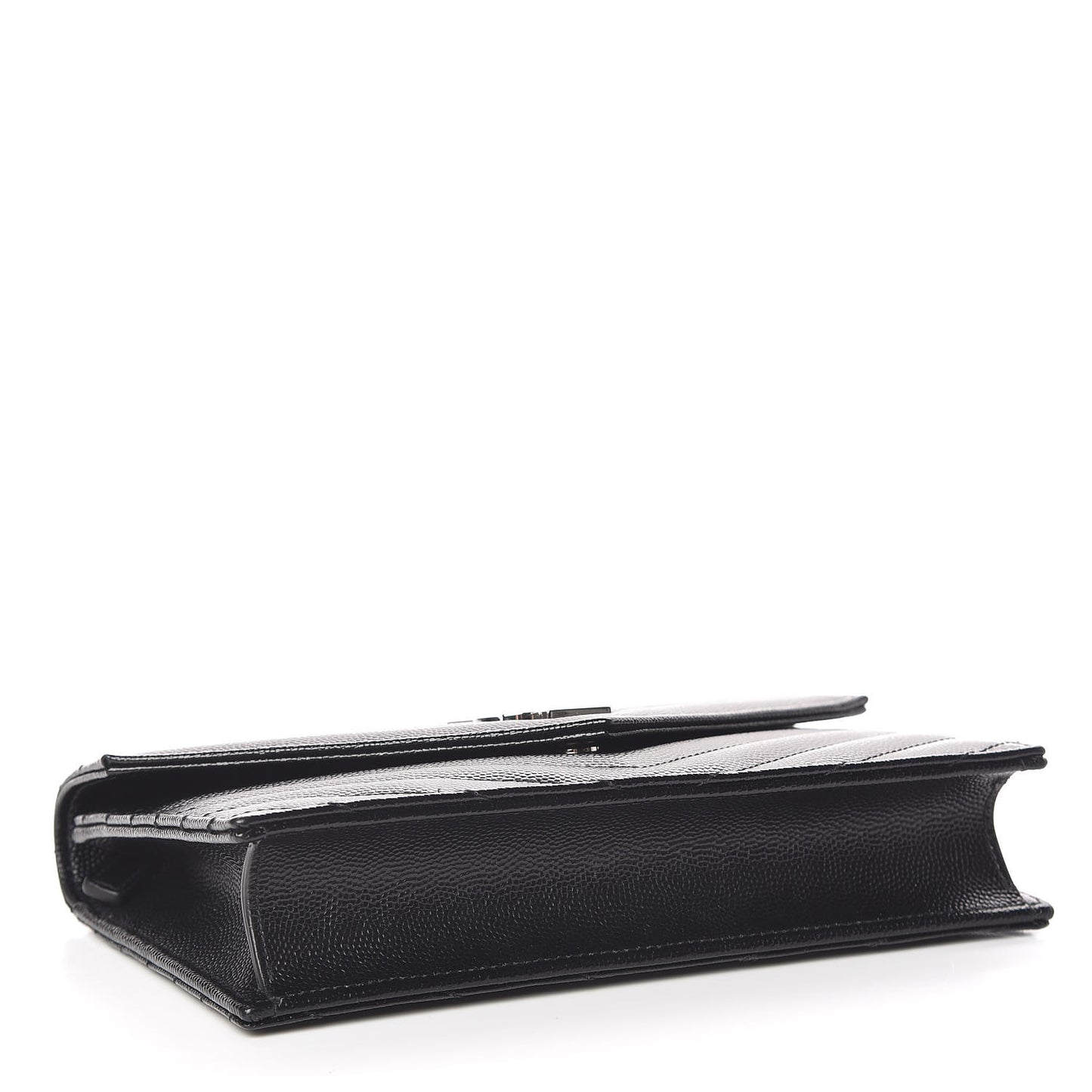 Grain De Poudre Matelasse Chevron Monogram Envelope Chain Wallet Black