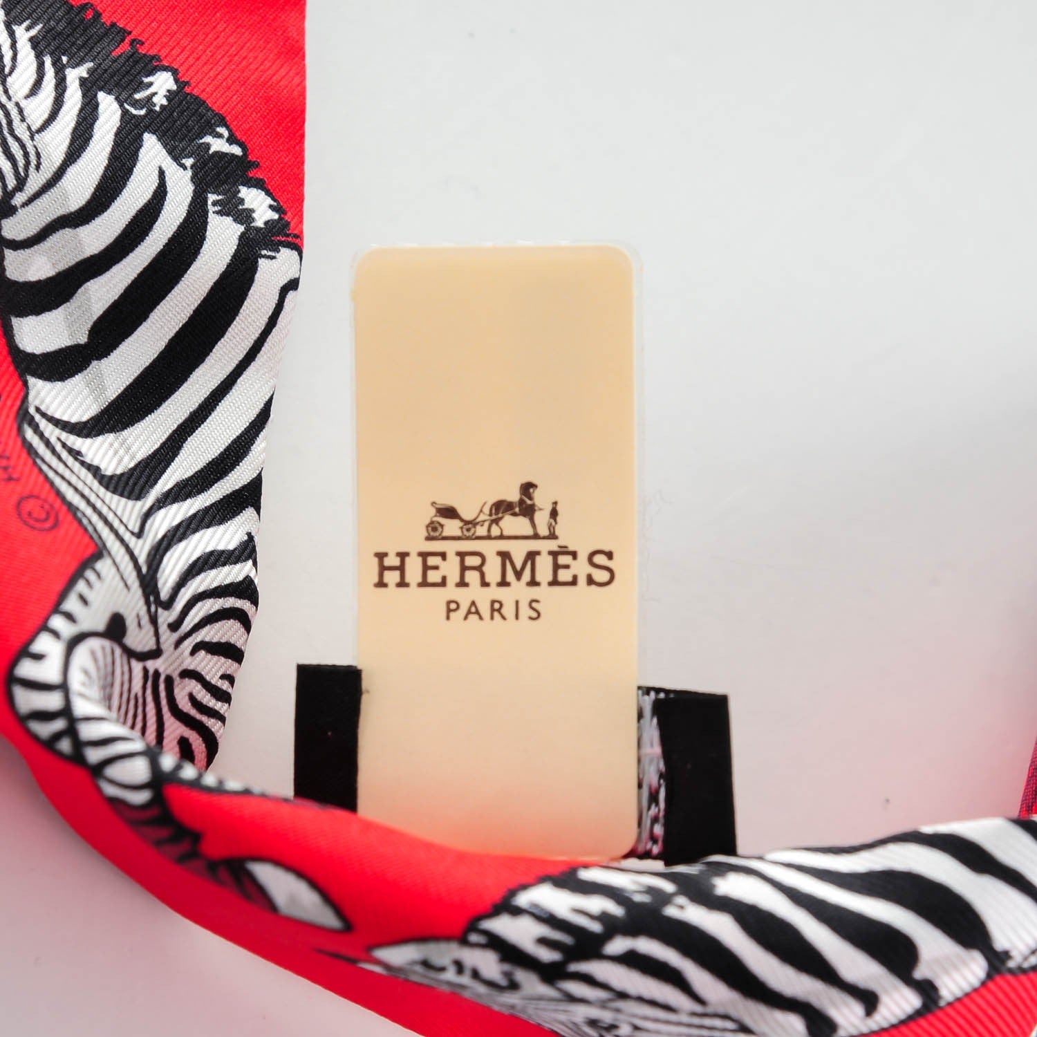 Hermes Silk Les Zebres Twilly Rouge Bleu Noir 5 of 6