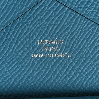 Hermes Epsom Calvi Duo Card Case Blue Jean 9 of 10