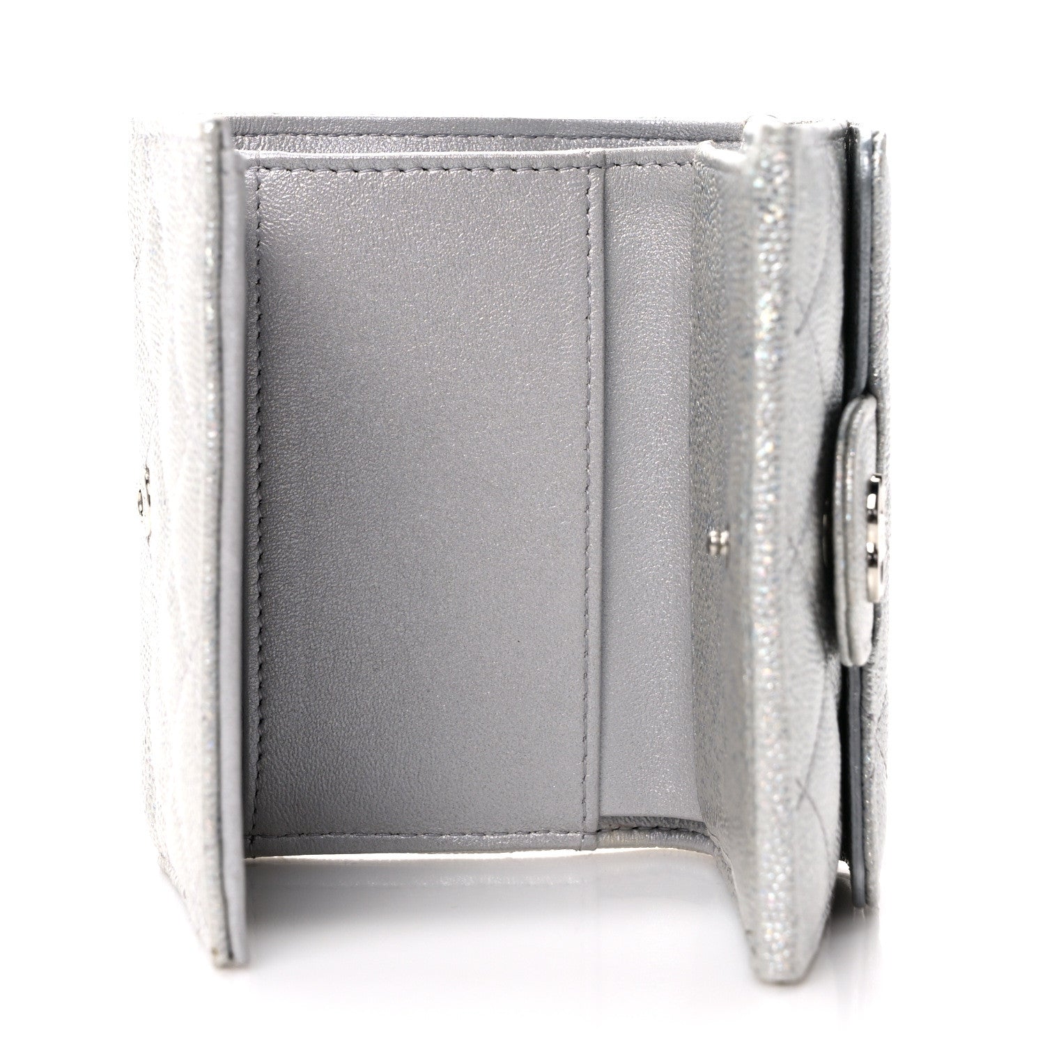 Chanel Caviar Quilted Double Flap Wallet Silver 5 of 8