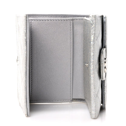 Chanel Caviar Quilted Double Flap Wallet Silver 5 of 8