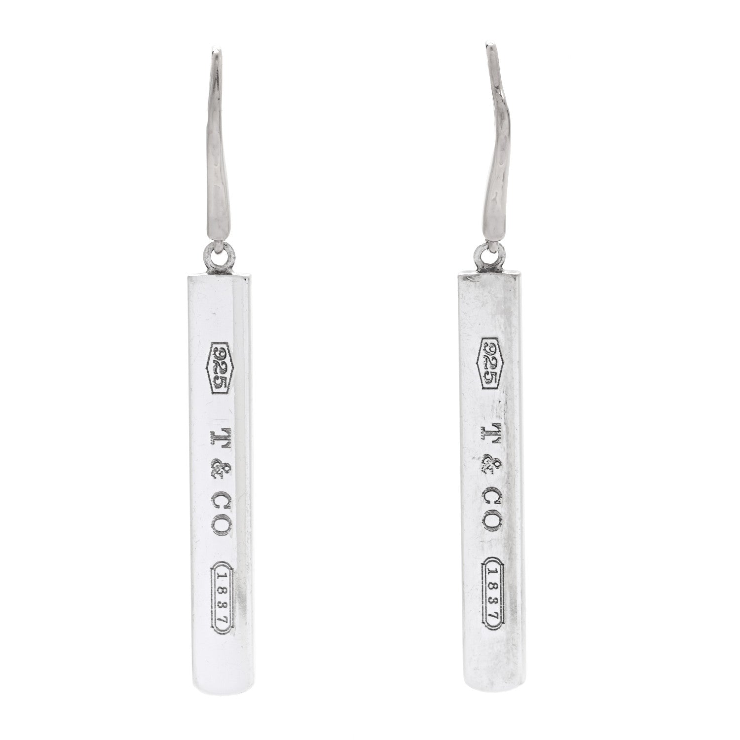 Tiffany Sterling Silver 1837 Bar Drop Earrings 1 of 4