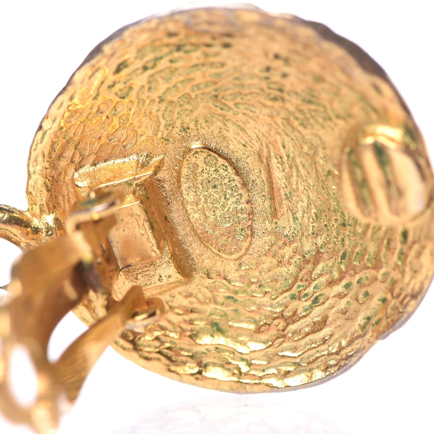 CC Woven Clip On Drop Earrings Gold