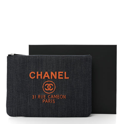 Chanel Denim Medium Deauville Pouch Clutch Blue Orange 8 of 8