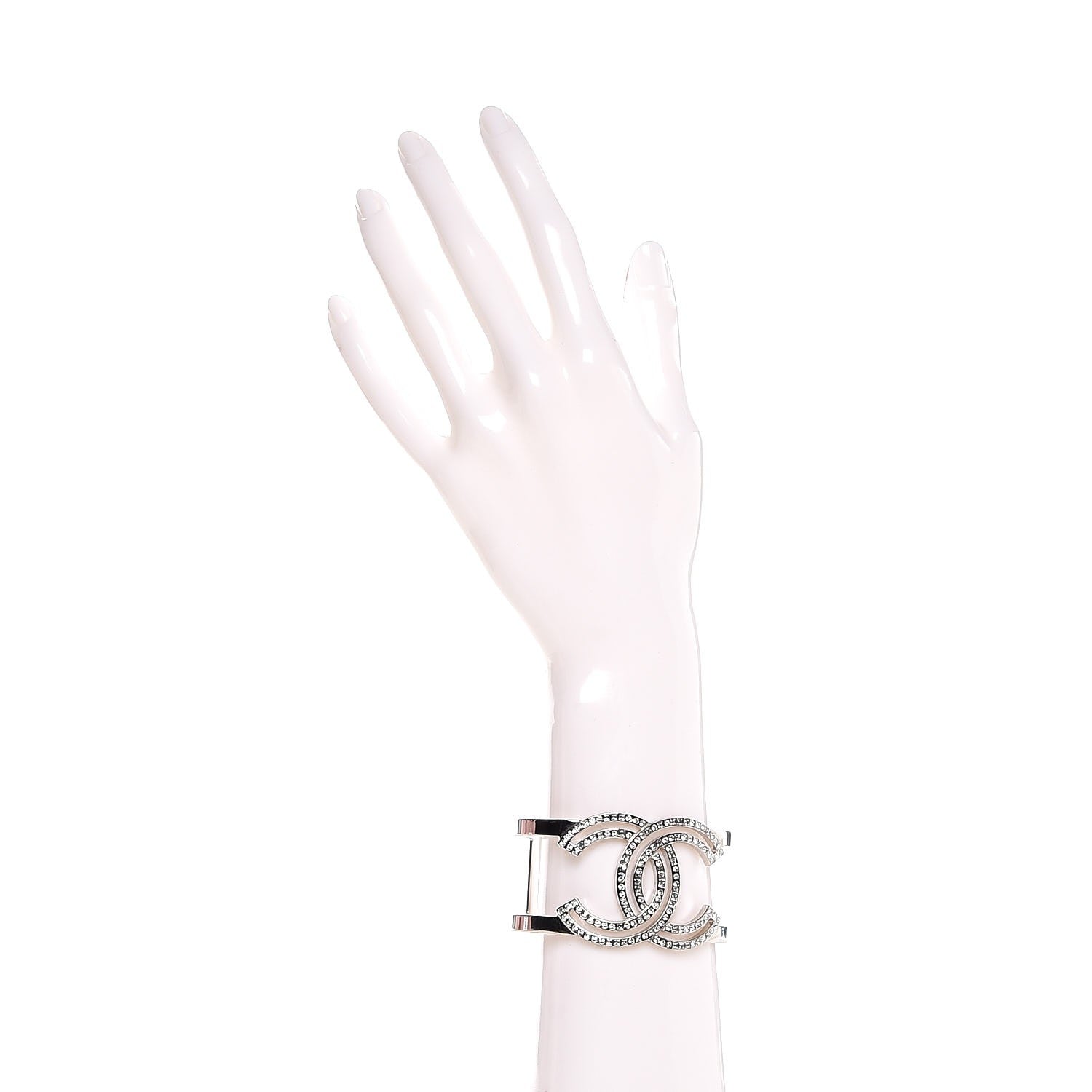 Chanel Crystal CC Cuff Silver 2 of 5