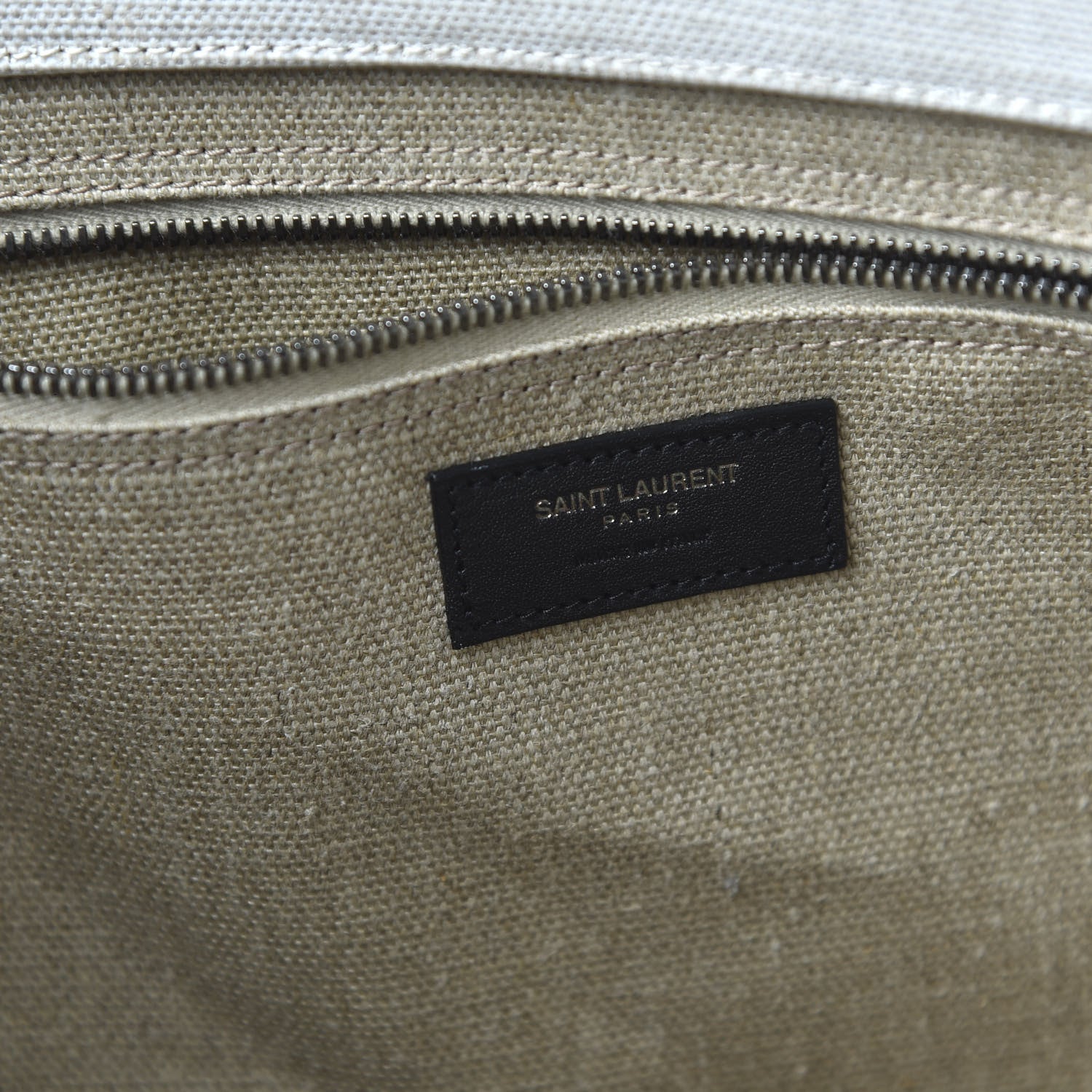 Saint Laurent Linen Calfskin Rive Gauche Tote Optic White 8 of 9