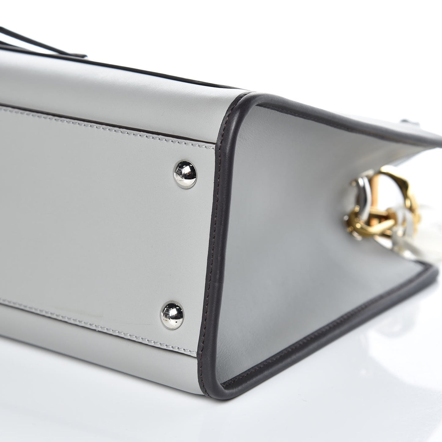 Vitello Century Opaco F is Fendi Bi-Color Small Runaway Satchel Ghiaccio Ebano