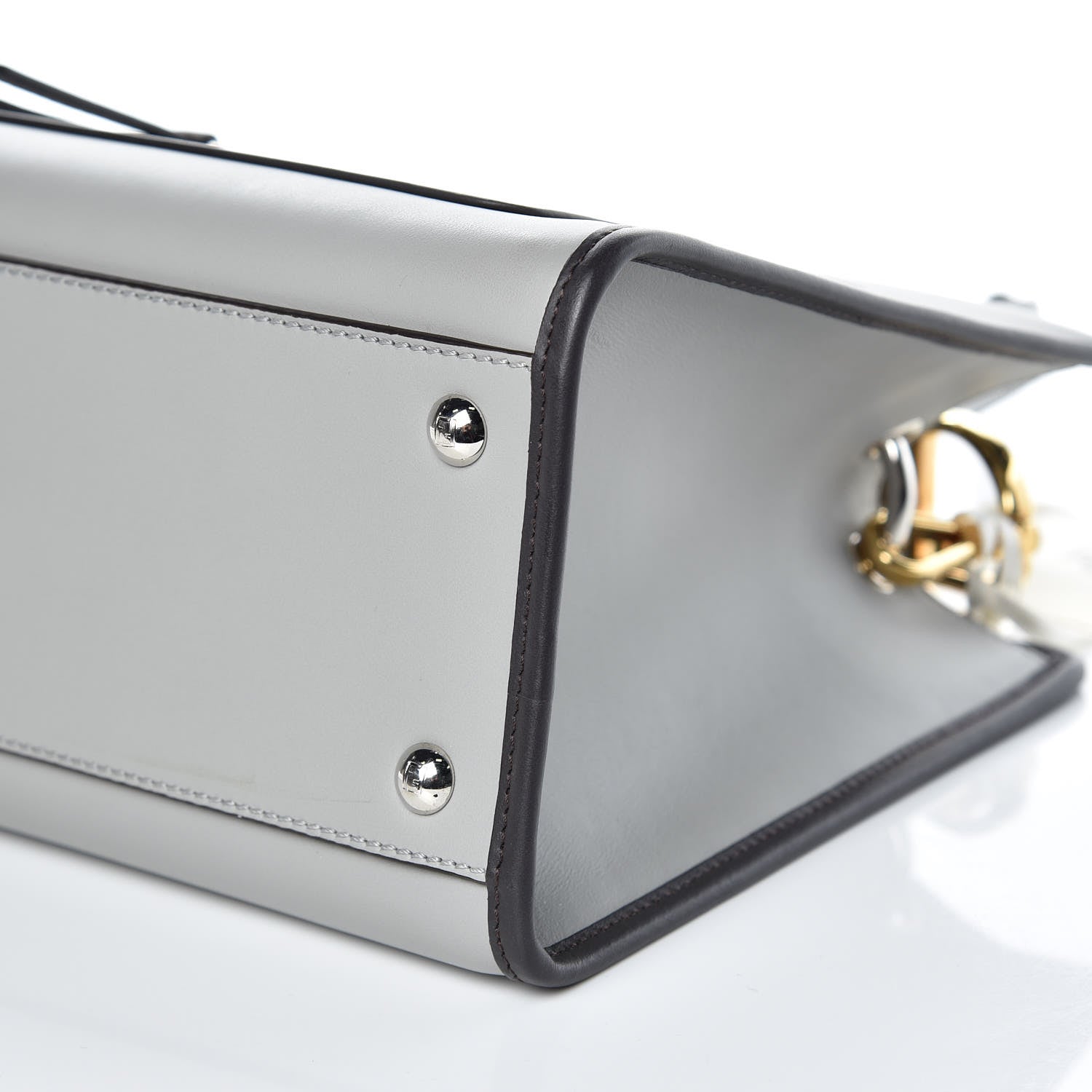 Fendi Vitello Century Opaco F is Fendi Bi-Color Small Runaway Satchel Ghiaccio Ebano 9 of 9