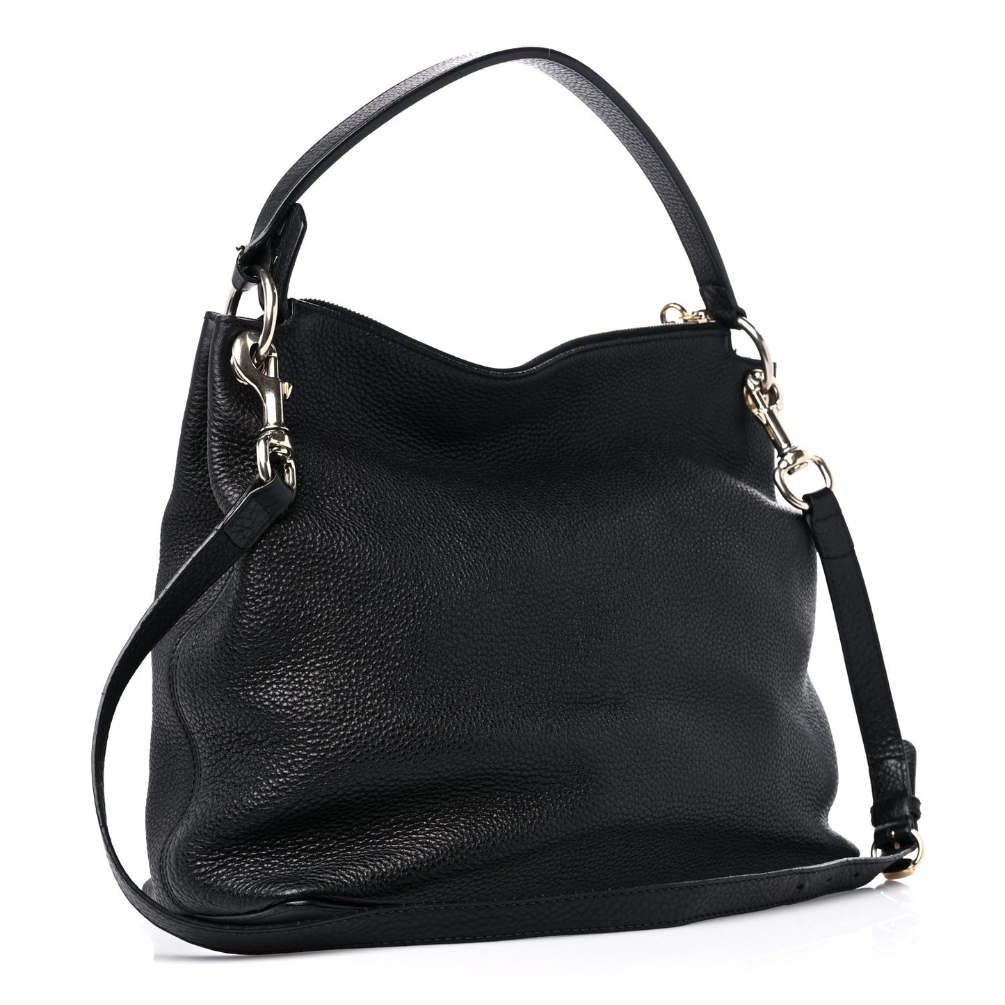Pebbled Calfskin Large Soho Hobo Black