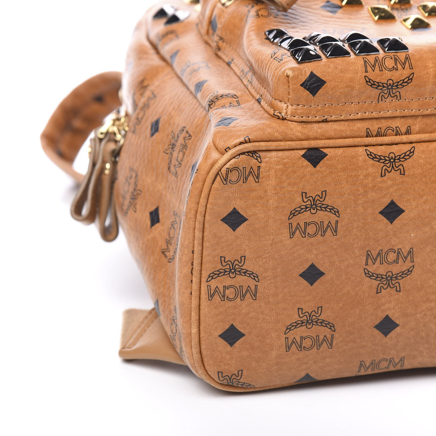 MCM Visetos Studded Small Stark Backpack Cognac 7 of 9
