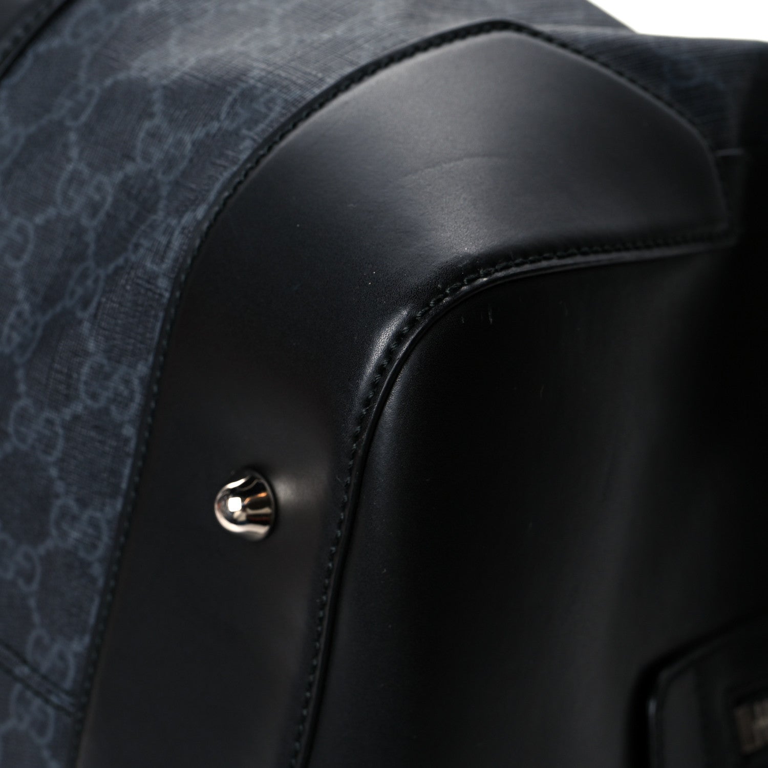 Gucci Soft GG Supreme Monogram Appia Calfskin Web Medium Carry On Duffle Bag Black Grey 7 of 12