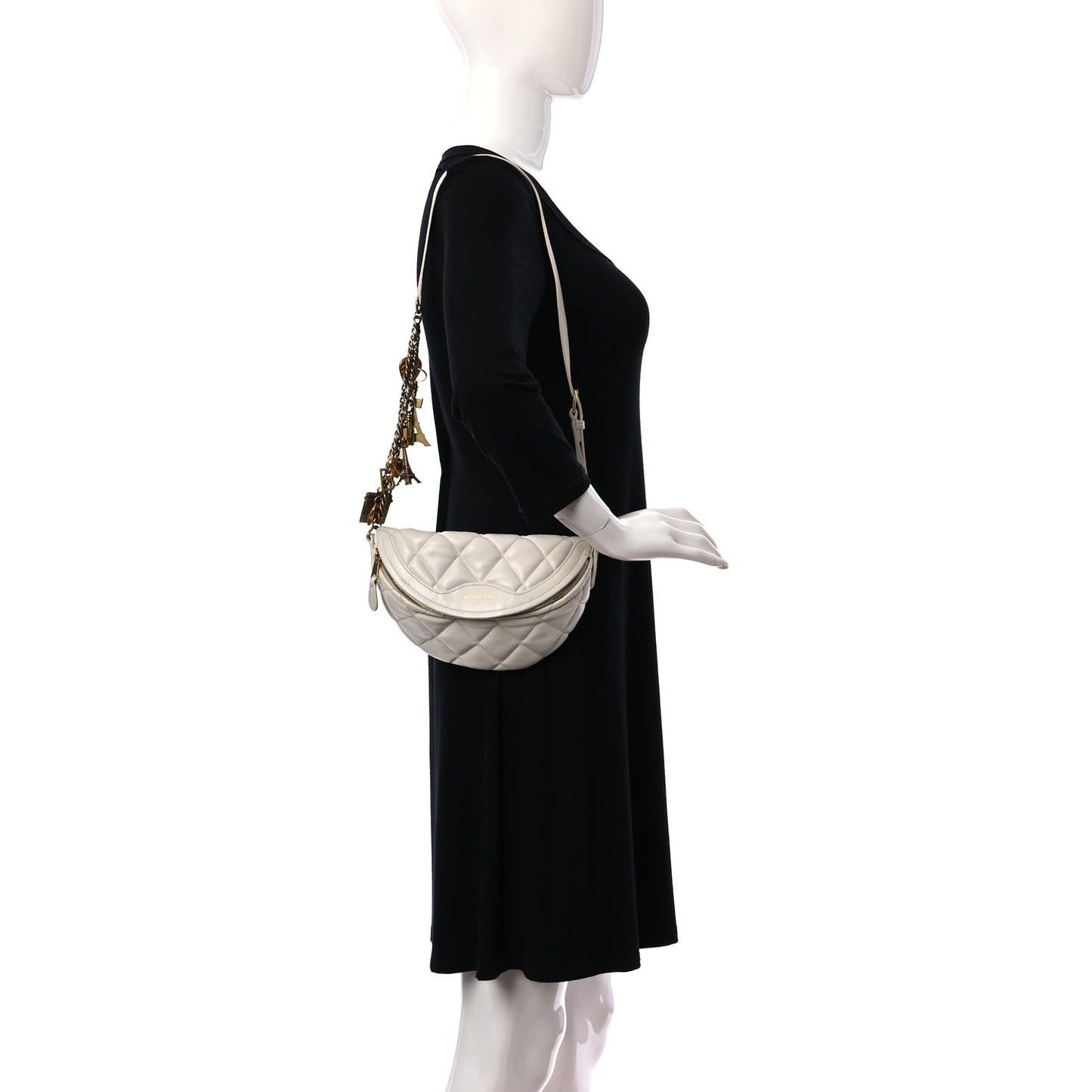 Calfskin Quilted Charms XXS Souvenir Belt Bag White