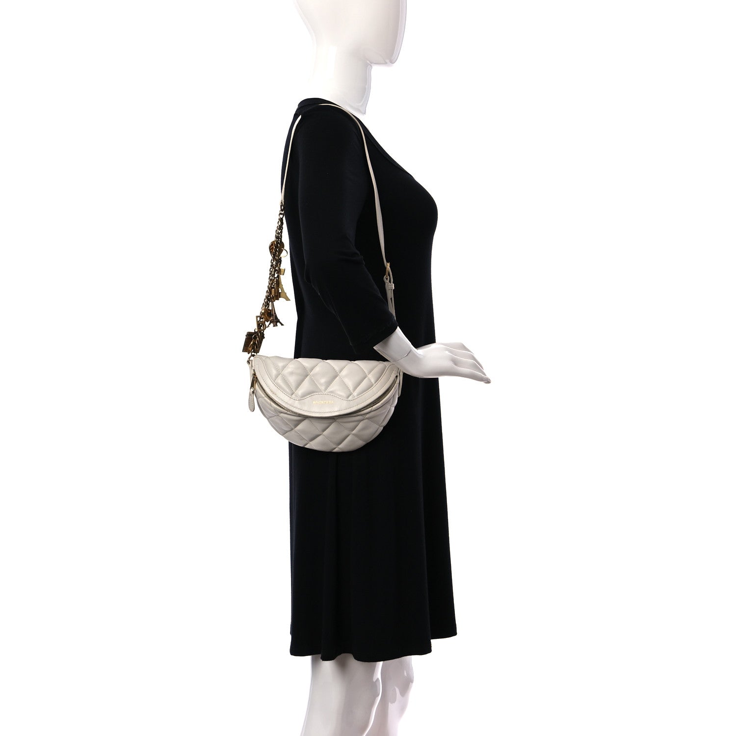 Balenciaga Calfskin Quilted Charms XXS Souvenir Belt Bag White 2 of 12