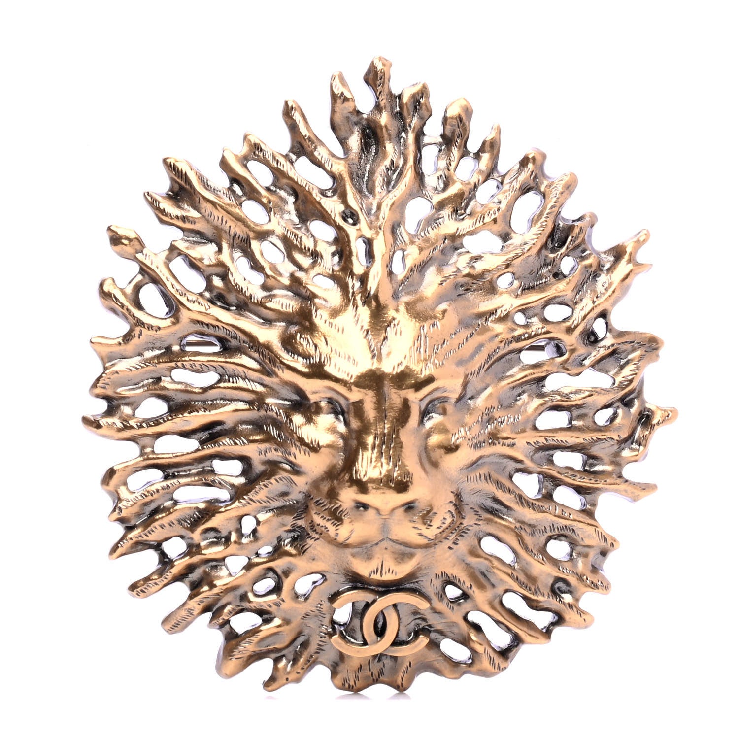 Chanel CC Lion Brooch Gold 1 of 4
