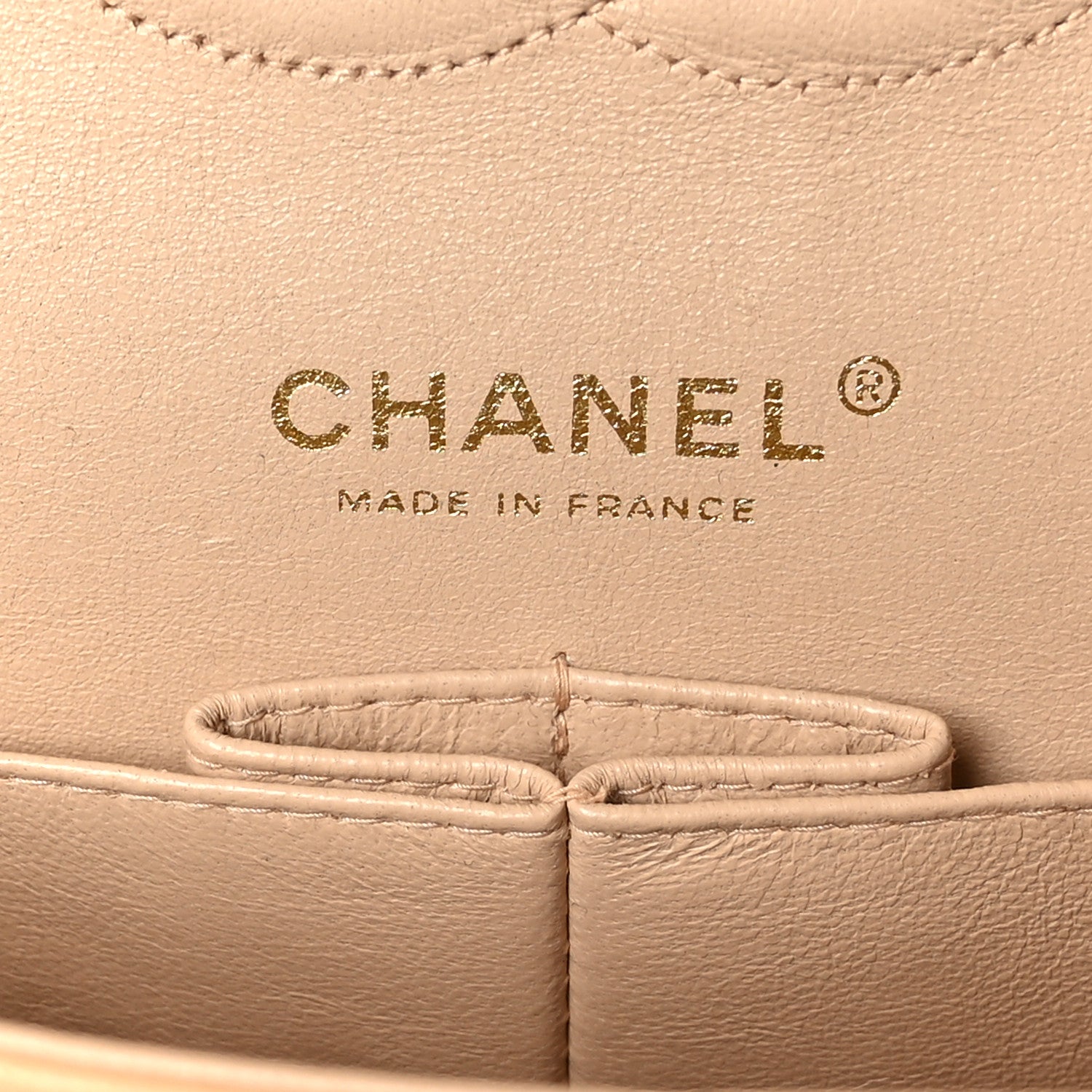Chanel Lambskin Quilted Medium Double Flap Beige Black 6 of 10