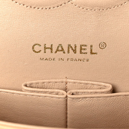 Chanel Lambskin Quilted Medium Double Flap Beige Black 6 of 10