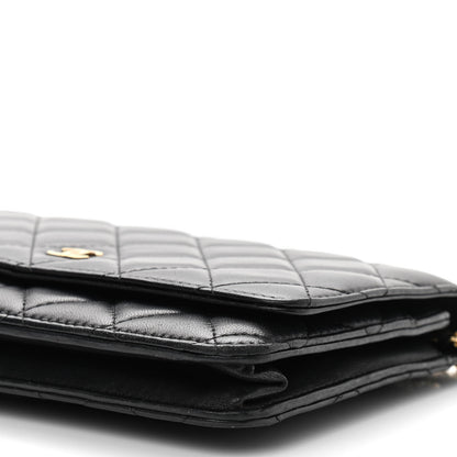 Chanel Lambskin Quilted Wallet On Chain WOC Black 12 of 13